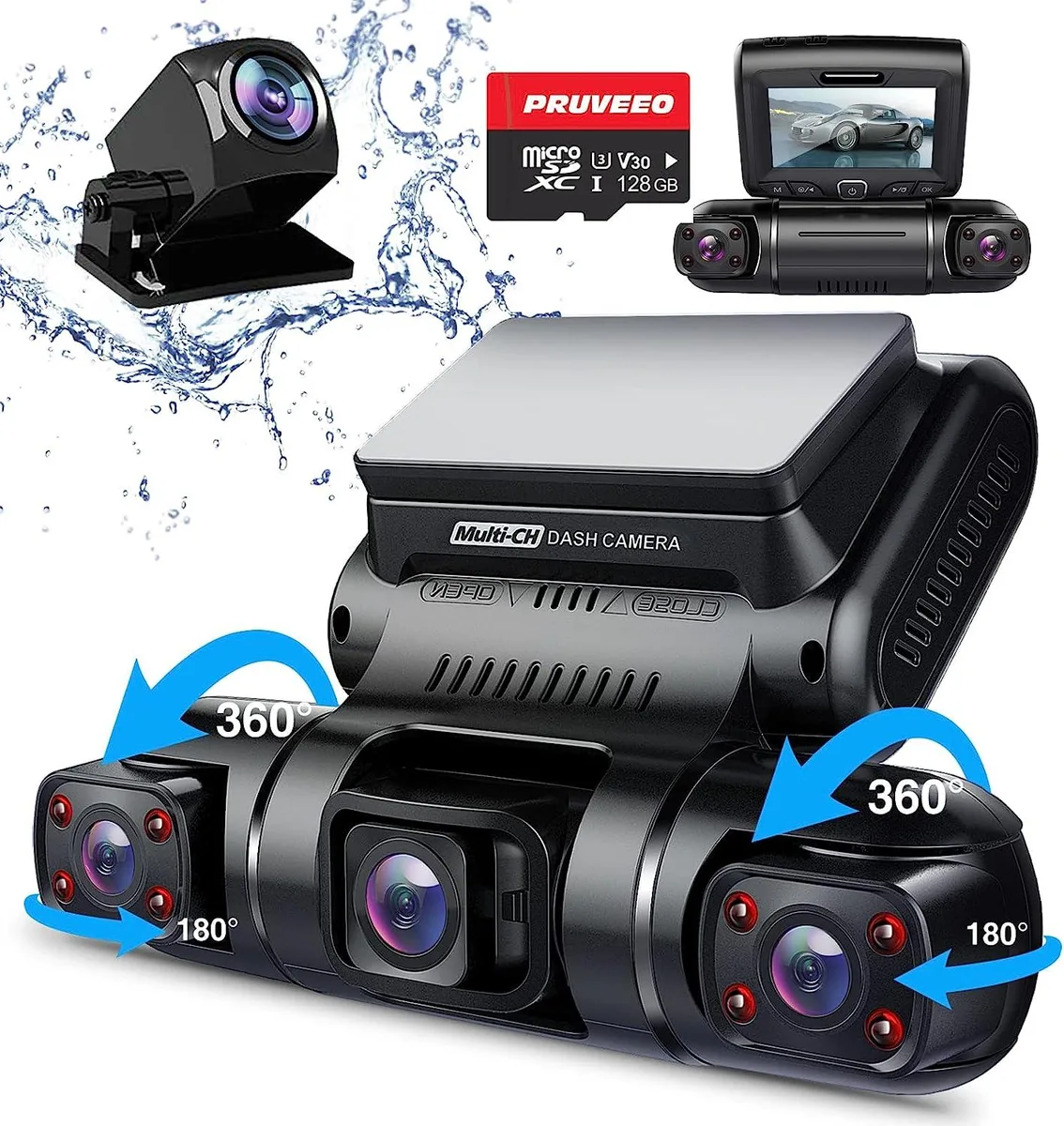 WUQ WUQ D90-4CH 4-Channel Dash Cam 1080p GPS 128GB Card — product photo