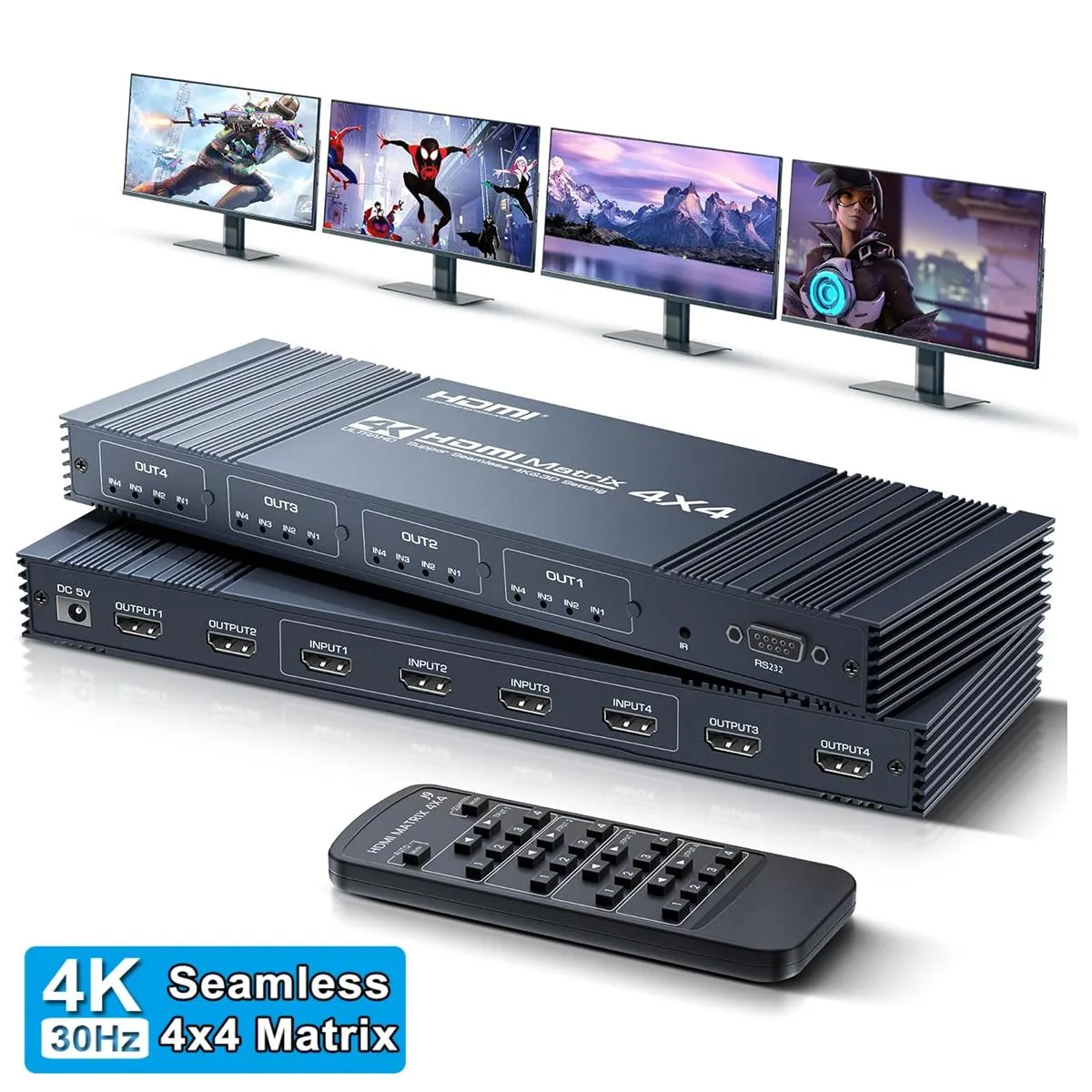SMA SMA 4x4 HDMI Matrix Switch 4K@30Hz Gray — product photo