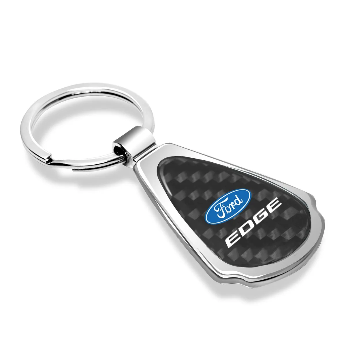 iPick Image, LLC iPick Image, LLC Ford Edge Real Black Carbon Fiber Chrome Metal Teardrop Key Chain — product photo
