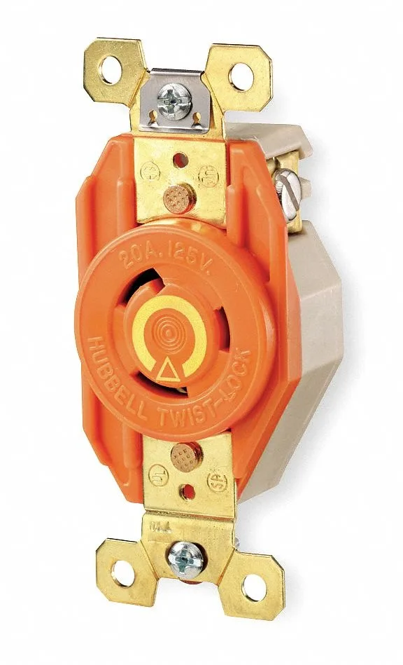 Hubbell Incorporated Hubbell Incorporated IG2310 Locking Receptacle L5-20R 20A 125V Orange — product photo