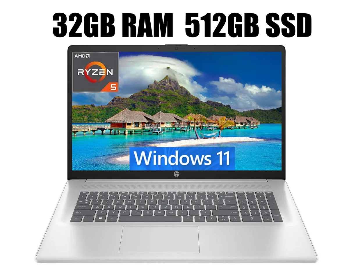 HP HP 17 Laptop 17.3" FHD Ryzen 5 7430U 32GB 512GB Silver — product photo