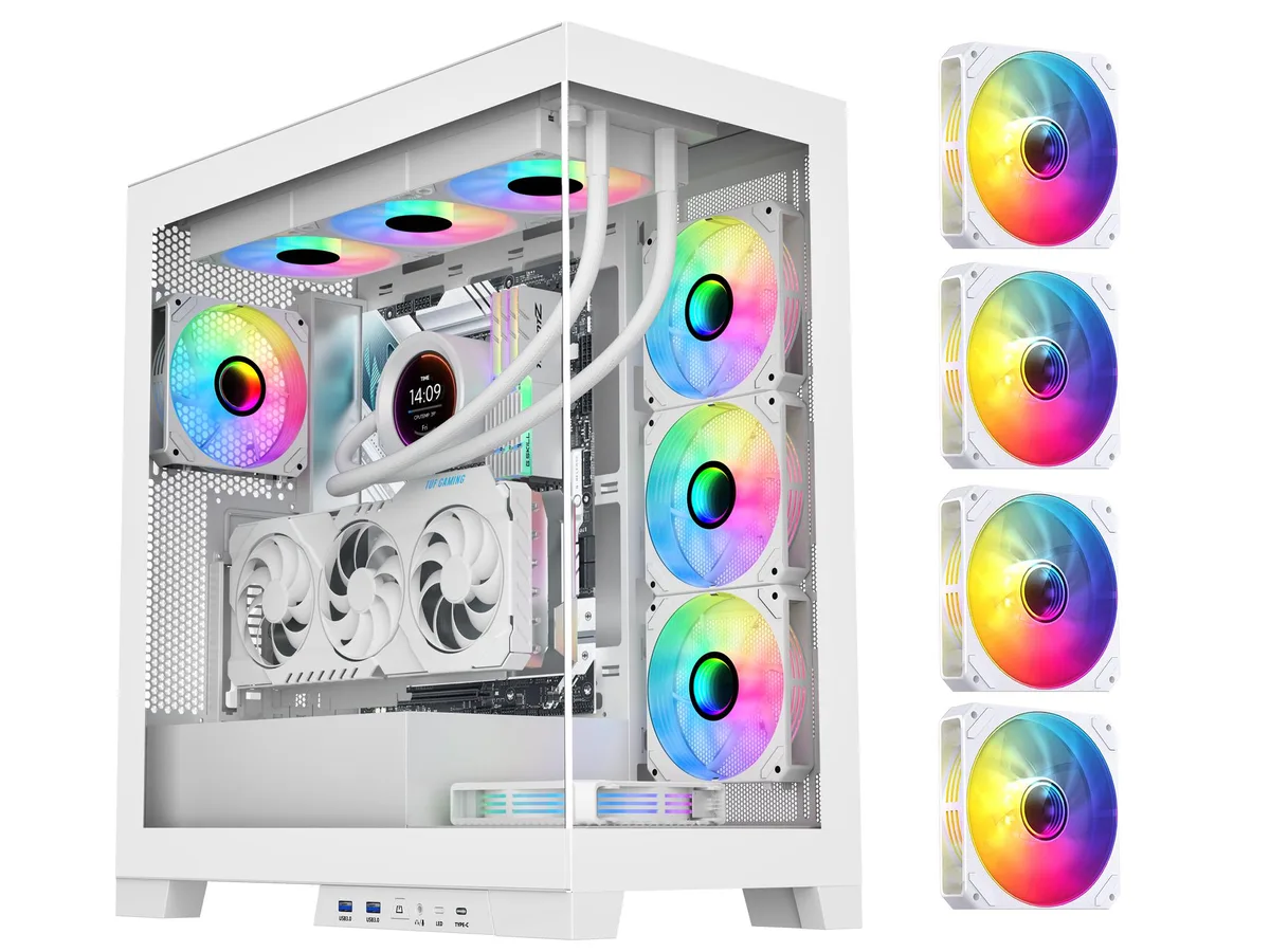 SAMA SAMA 4503 White ATX Mid Tower PC Case with 4 ARGB Fans — product photo