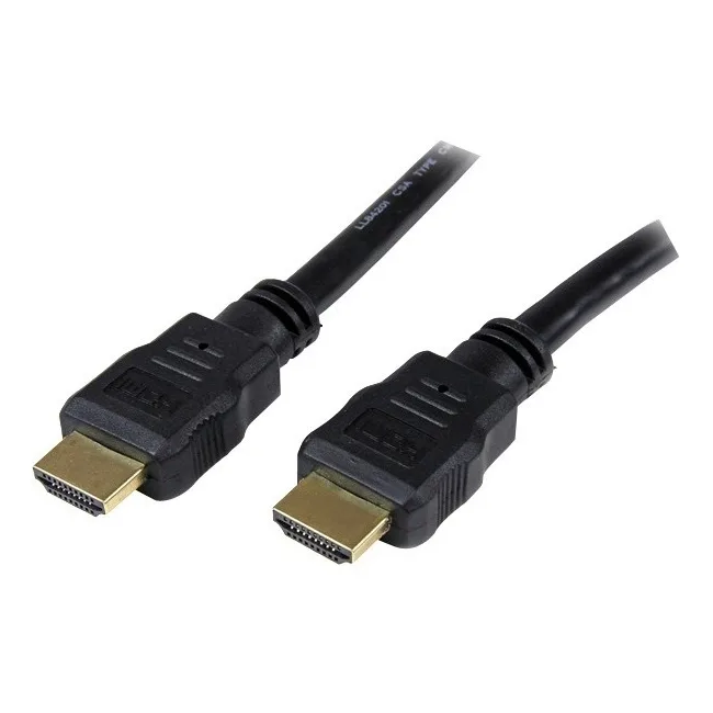 Short black HDMI cable with male connectors on both ends