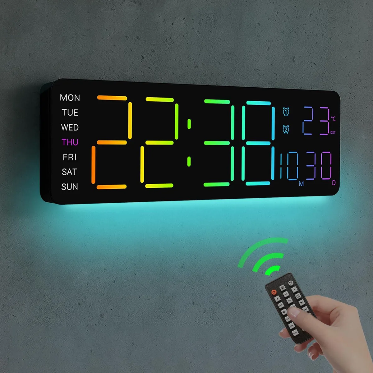 13 inch RGB digital wall clock with remote control