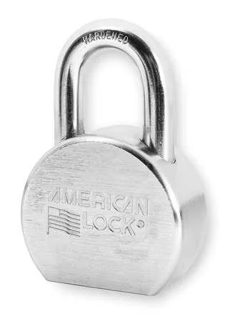 Steel padlock with chrome finish, round body, boron shackle