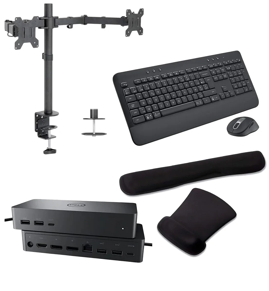 DELL DELL UD22 Dock 96W Quad 4K Bundle MK650 Dual Stand Gel Wrist Rest — product photo