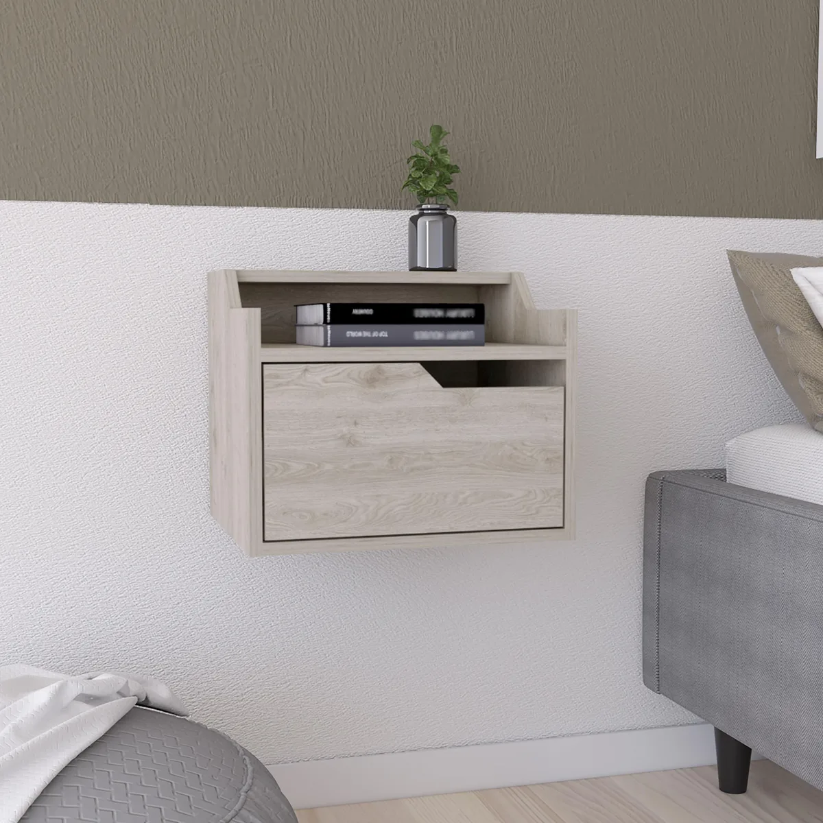 tuphen tuphen Winchester Floating Nightstand Light Gray Bedroom Set — product photo
