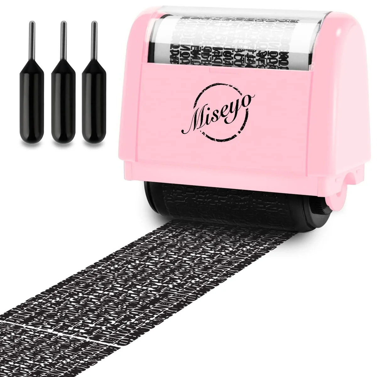  Misty Wide Identity Theft Protection Roller Stamp Set Pink 3 Refills — product photo