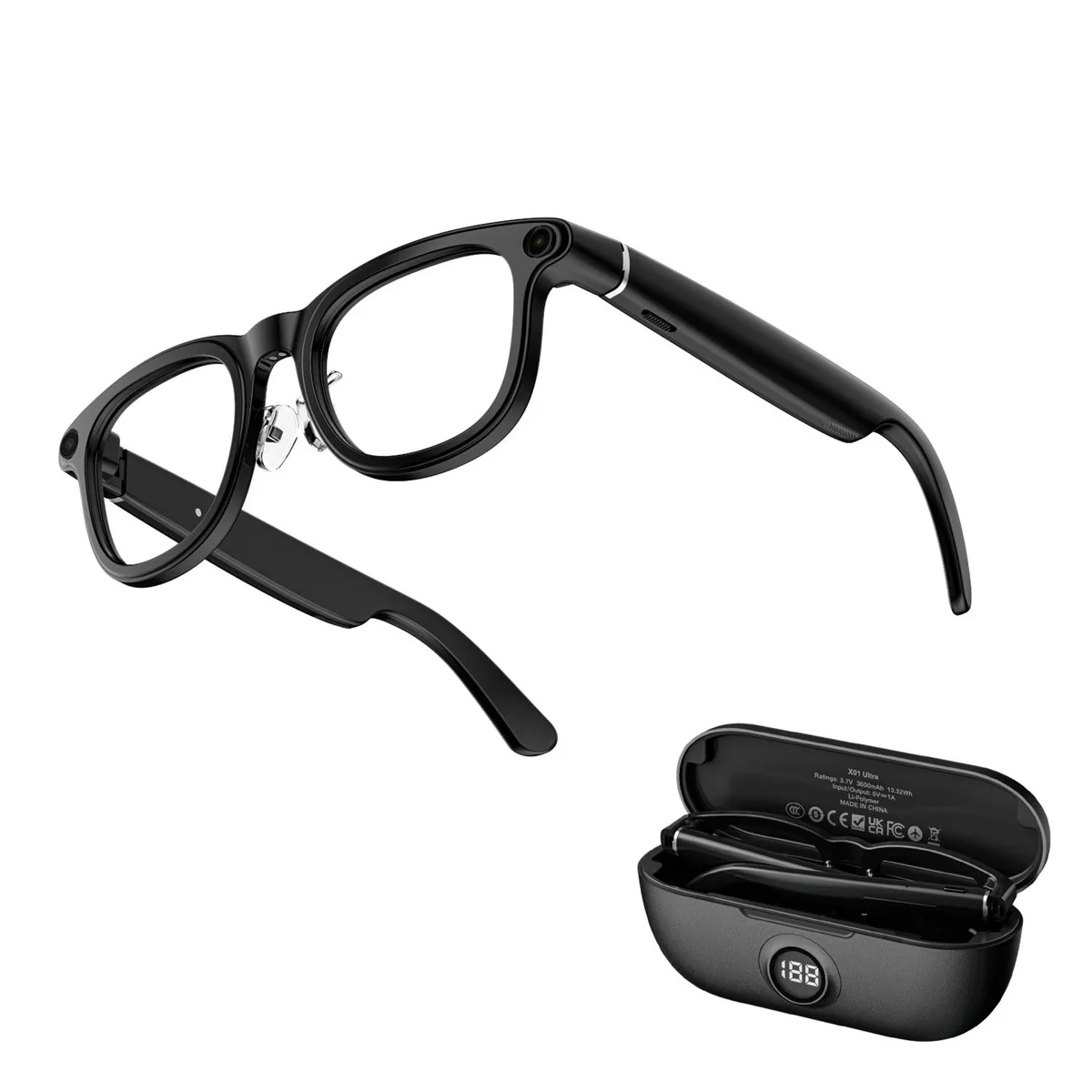 LOKMAT LOKMAT X01 AI Smart Glasses 8MP Sony Camera 164 Languages Bluetooth 5.3 White — product photo