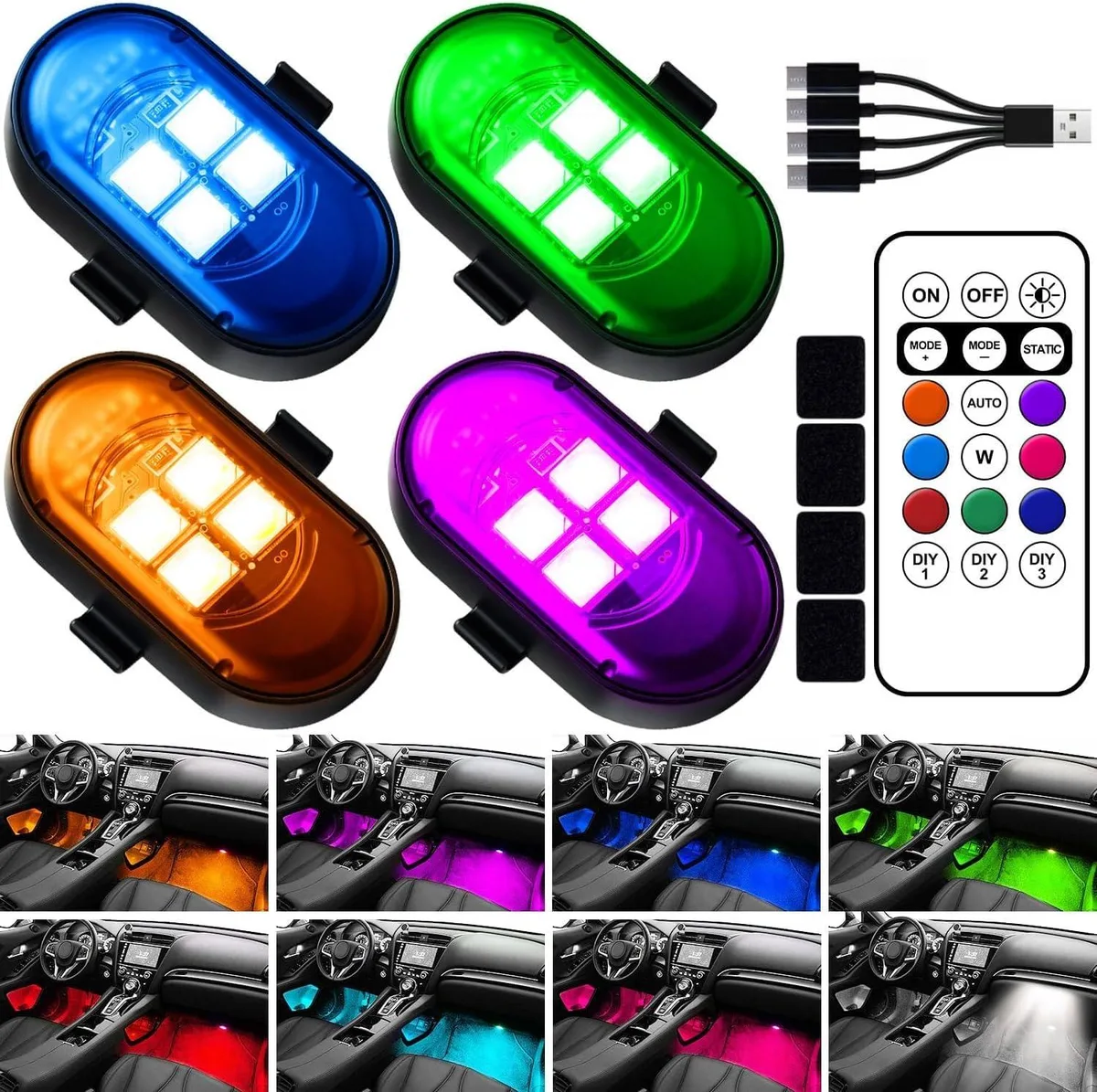  Upgraded 4LEDs Wireless LED Lights for Car — product photo