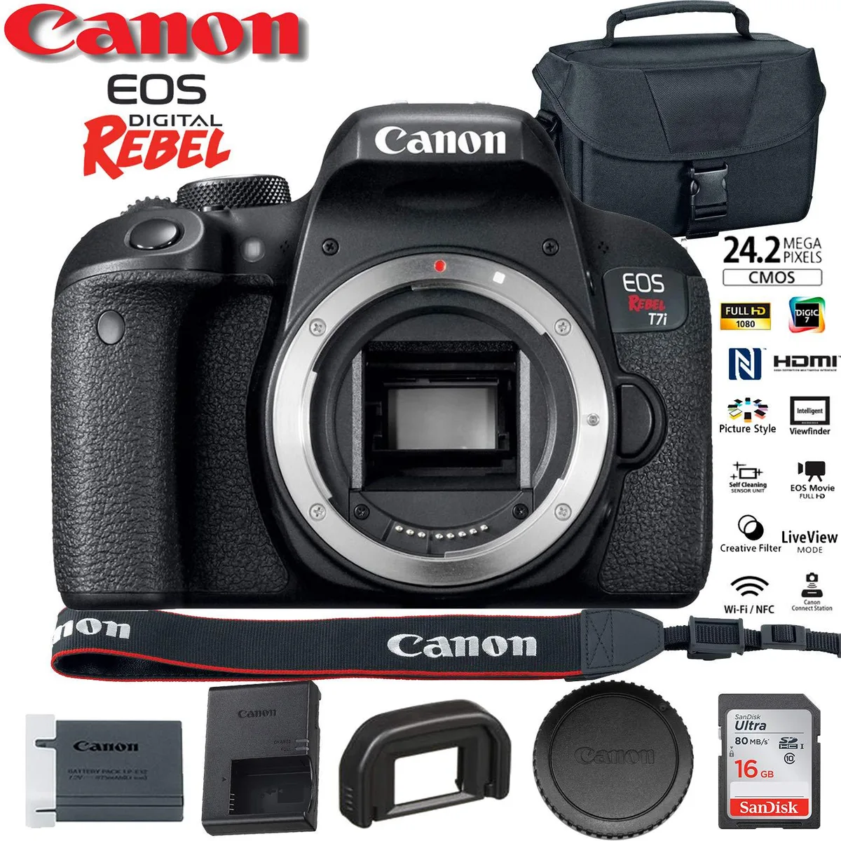 Canon Canon EOS Rebel T7i DSLR Camera Body Advanced Bundle 1894C001 — product photo