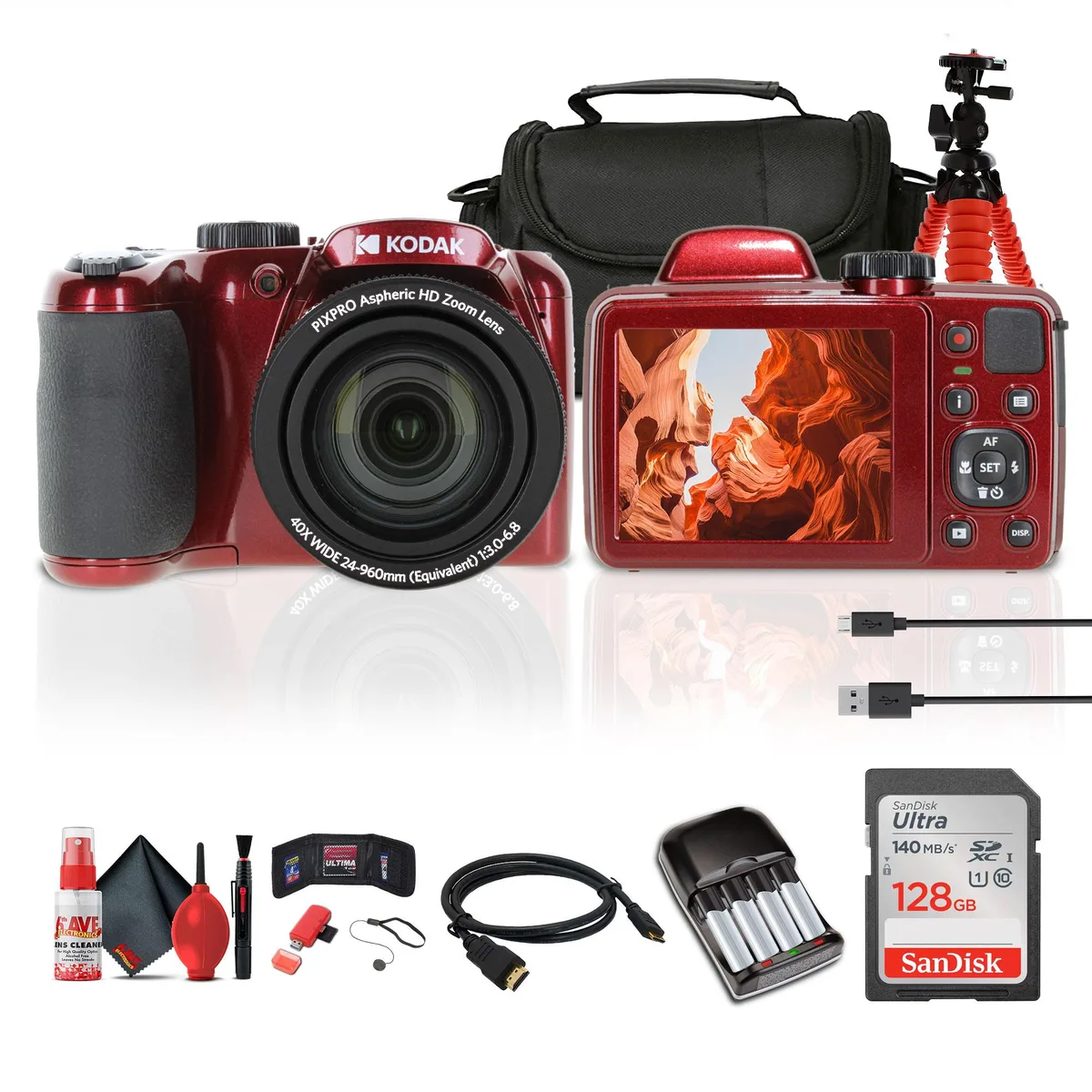 Kodak Kodak Pixpro AZ405 Red Camera Kit 40x 20MP 128GB — product photo
