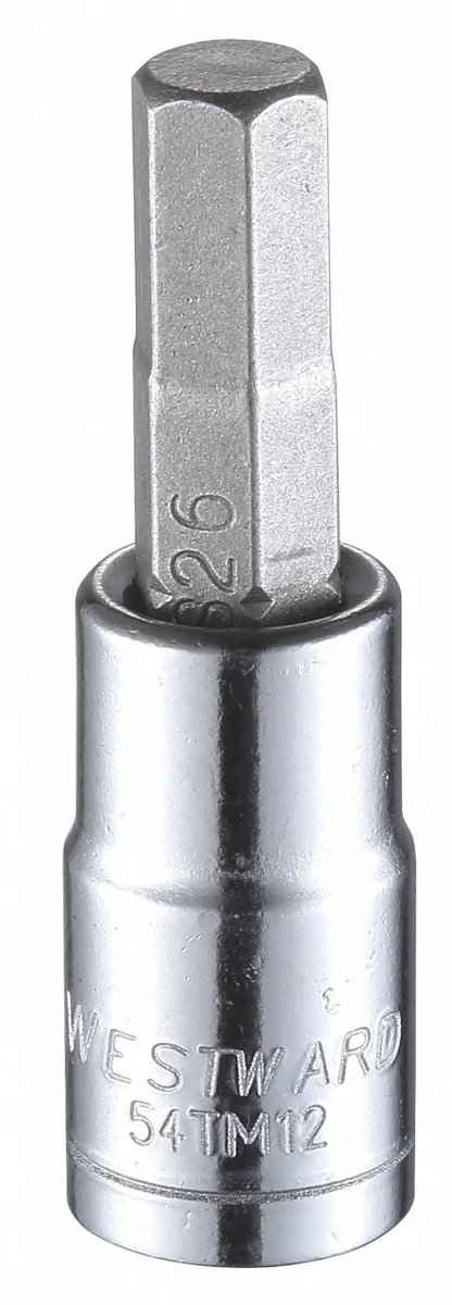 Westward 6mm metric hex socket bit, alloy steel, full polished chrome finish