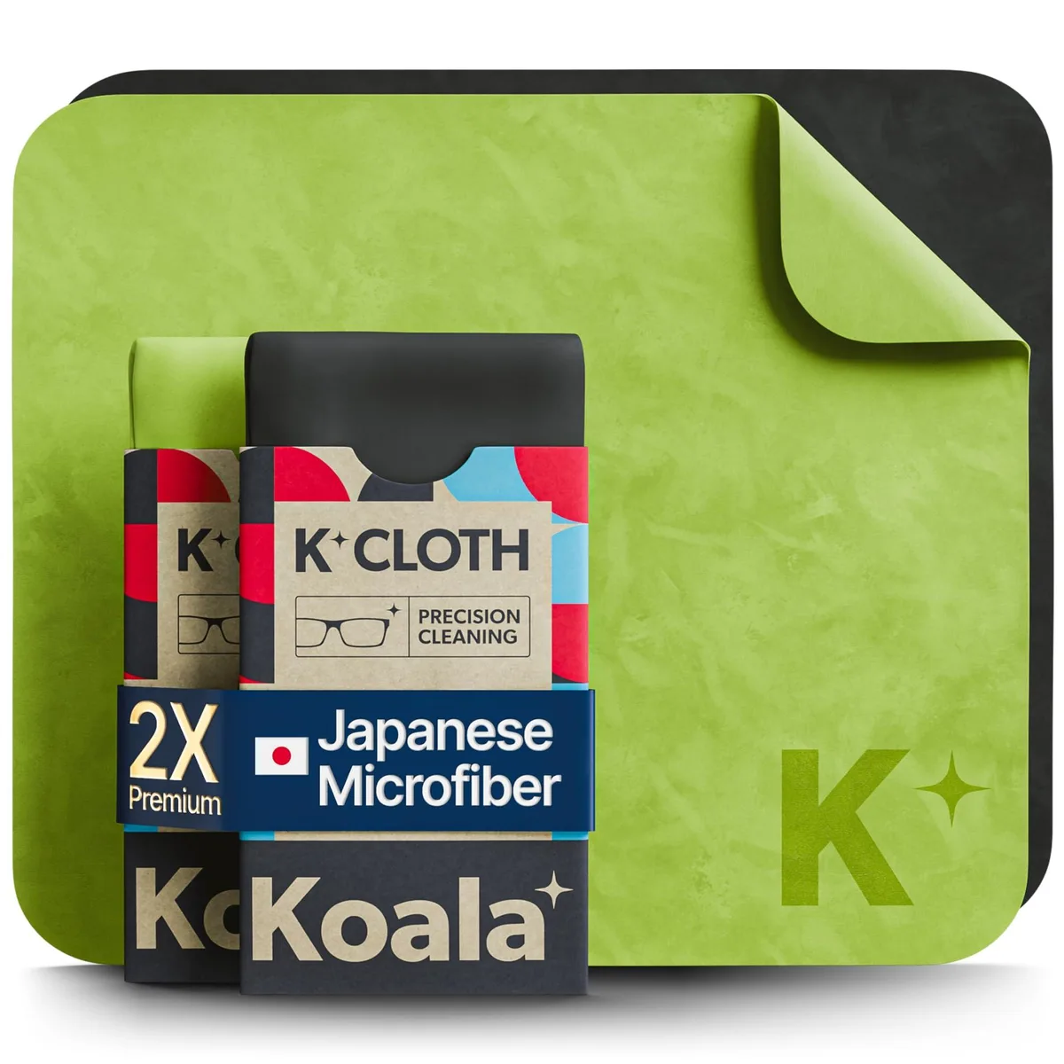  Koala Lifestyle KOALA-KLOTH-HITECH-6X7-2 Microfiber Cleaning Cloths 2 Pack Black Green — product photo