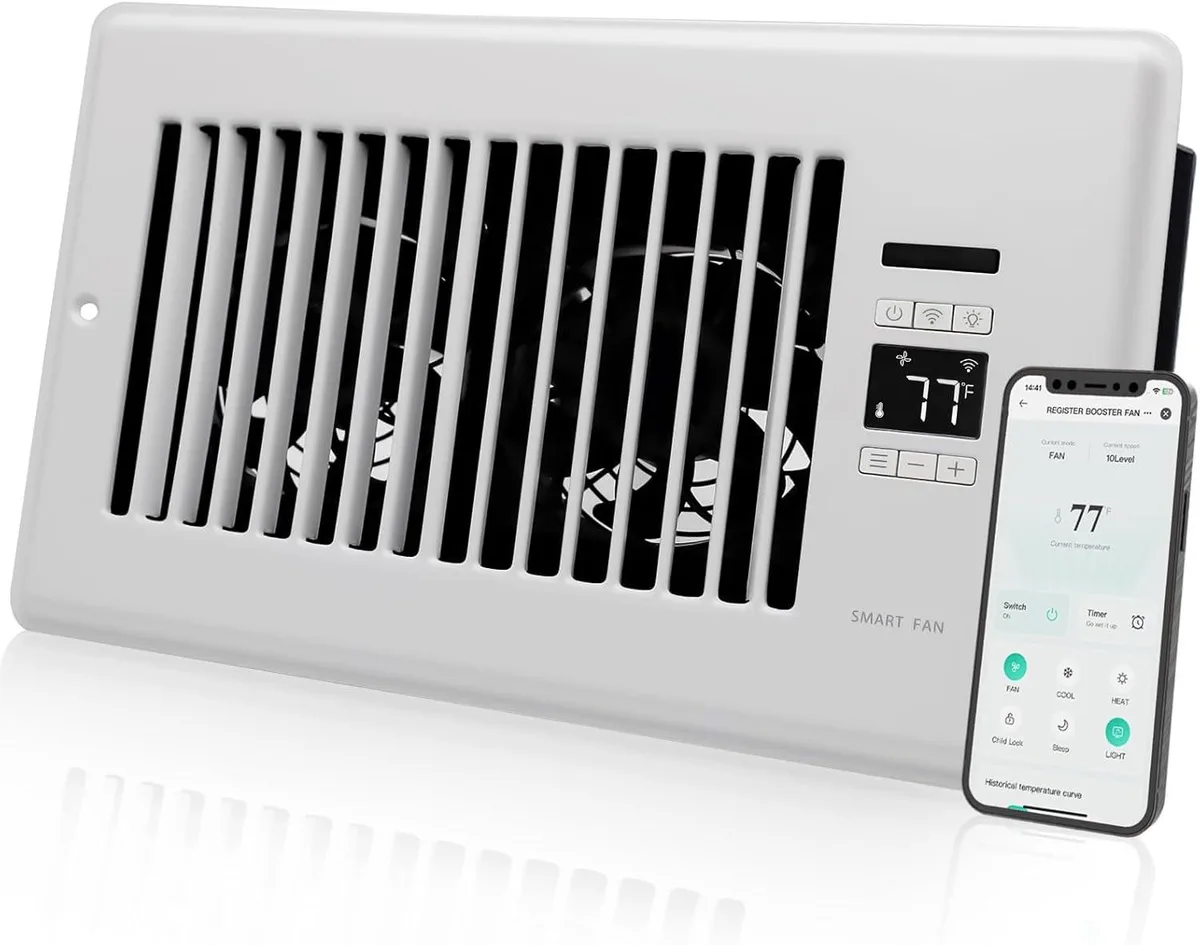 BFKK BFKK Smart Register Booster Fan 6x10 White 140 CFM 16 dB — product photo