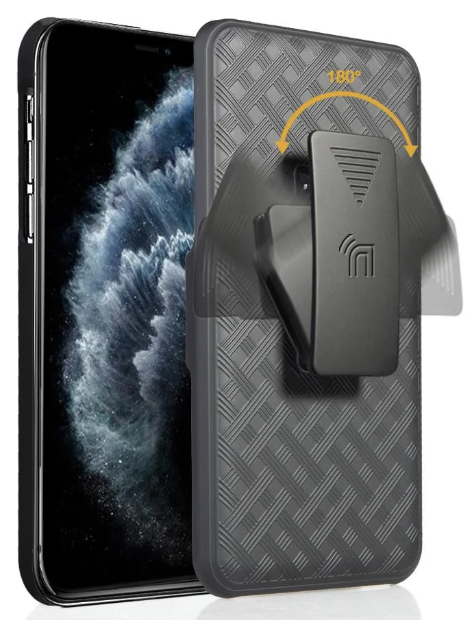 Nakedcellphone Nakedcellphone Kickstand Case + Belt Clip Holster Combo for iPhone 11 Black 13-position clip — product photo