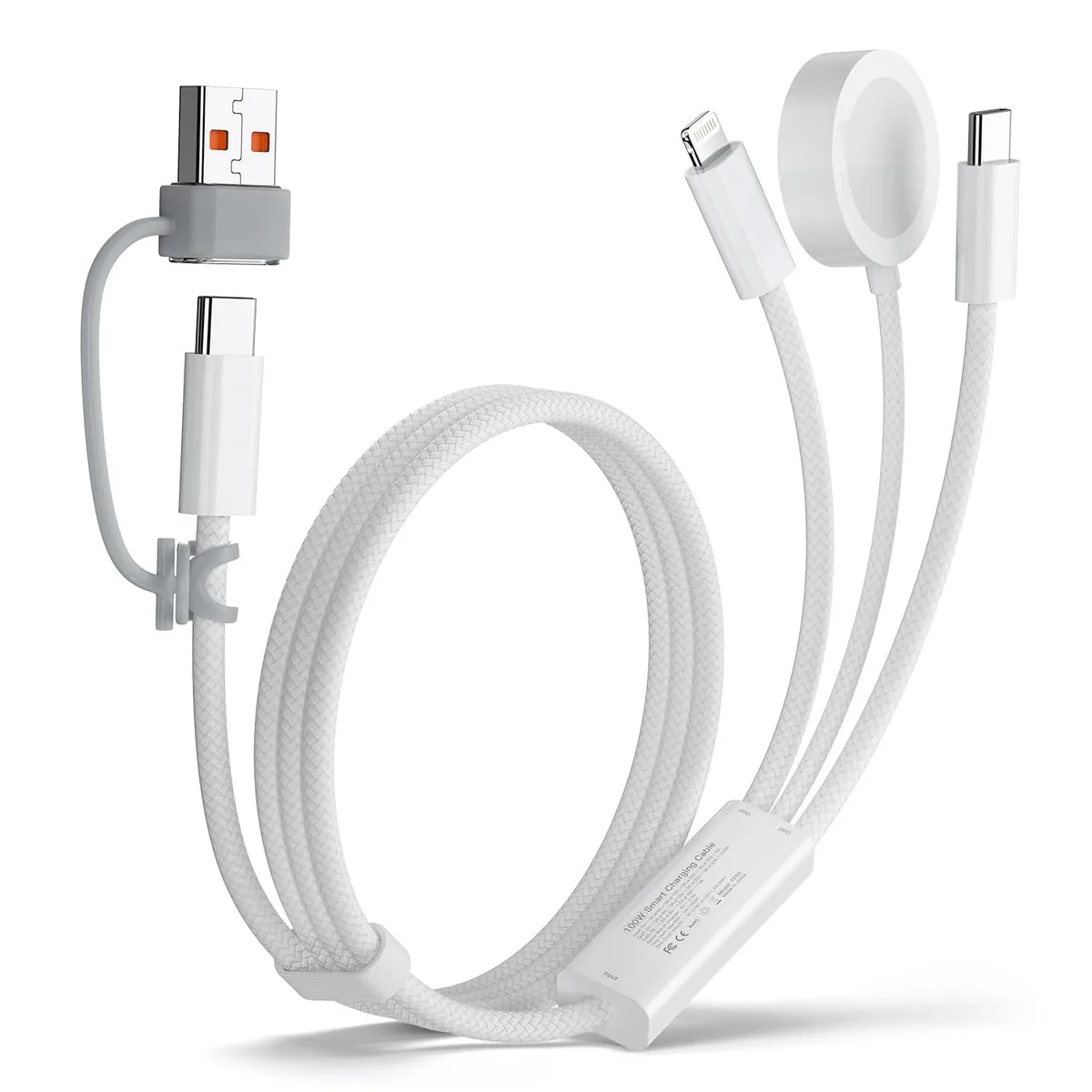  UWOXX 100W 3-in-1 USB-C Lightning Apple Watch Cable — product photo