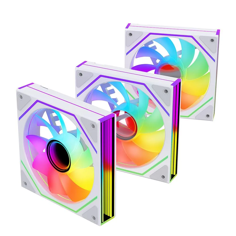 Jungle Leopard Jungle Leopard Prism6 MAX 120mm Reverse Blade ARGB Case Fan White 3-Pack — product photo