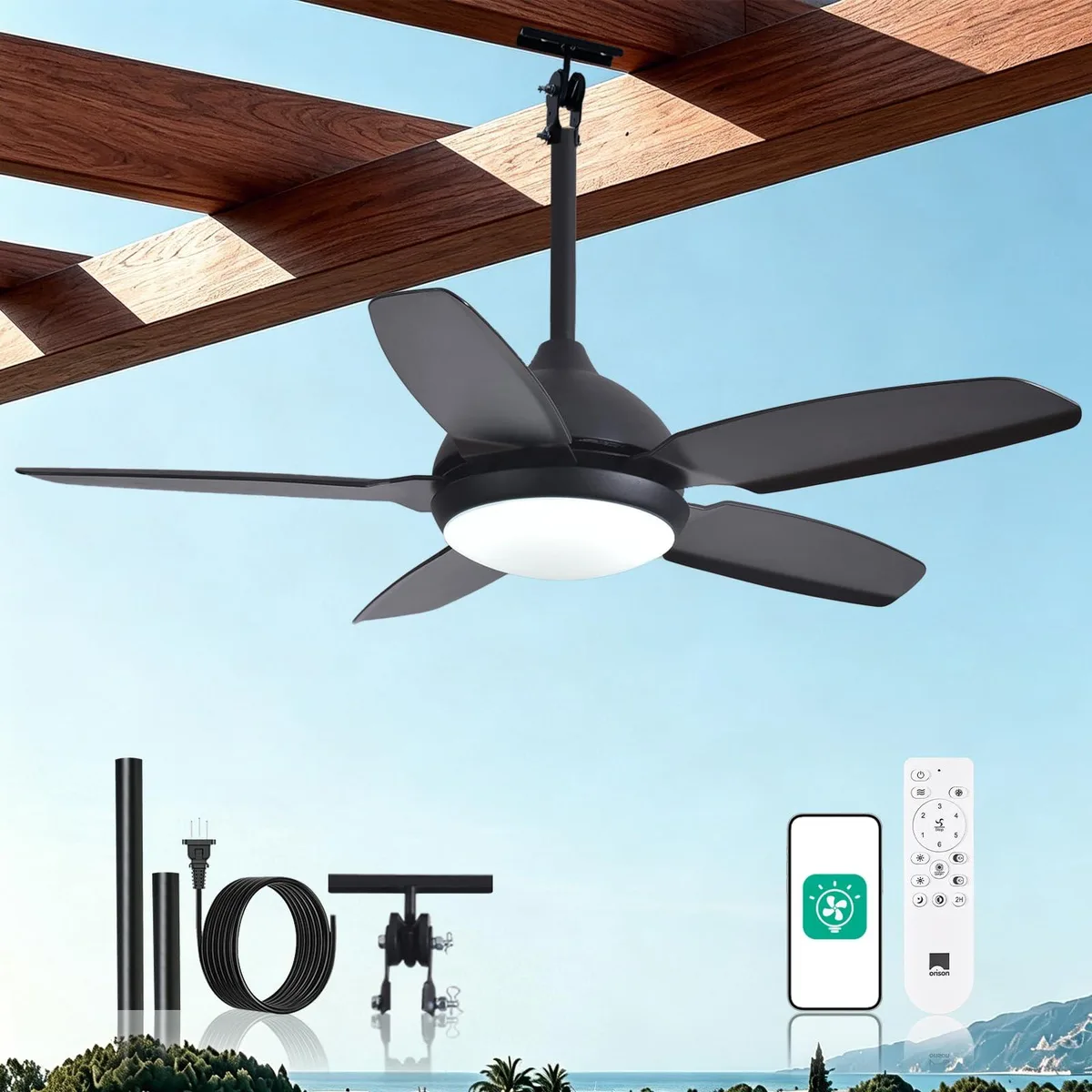  61220 Orison 42" Outdoor Fan 44" Blade 5-Blade 75W 6-Speed IP44 — product photo
