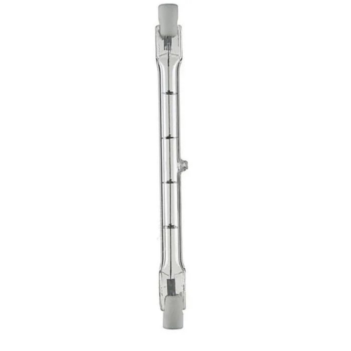 Double-ended halogen bulb with R7s base, clear quartz envelope