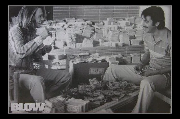 Poster print 34 by 22 inches showing cash piles