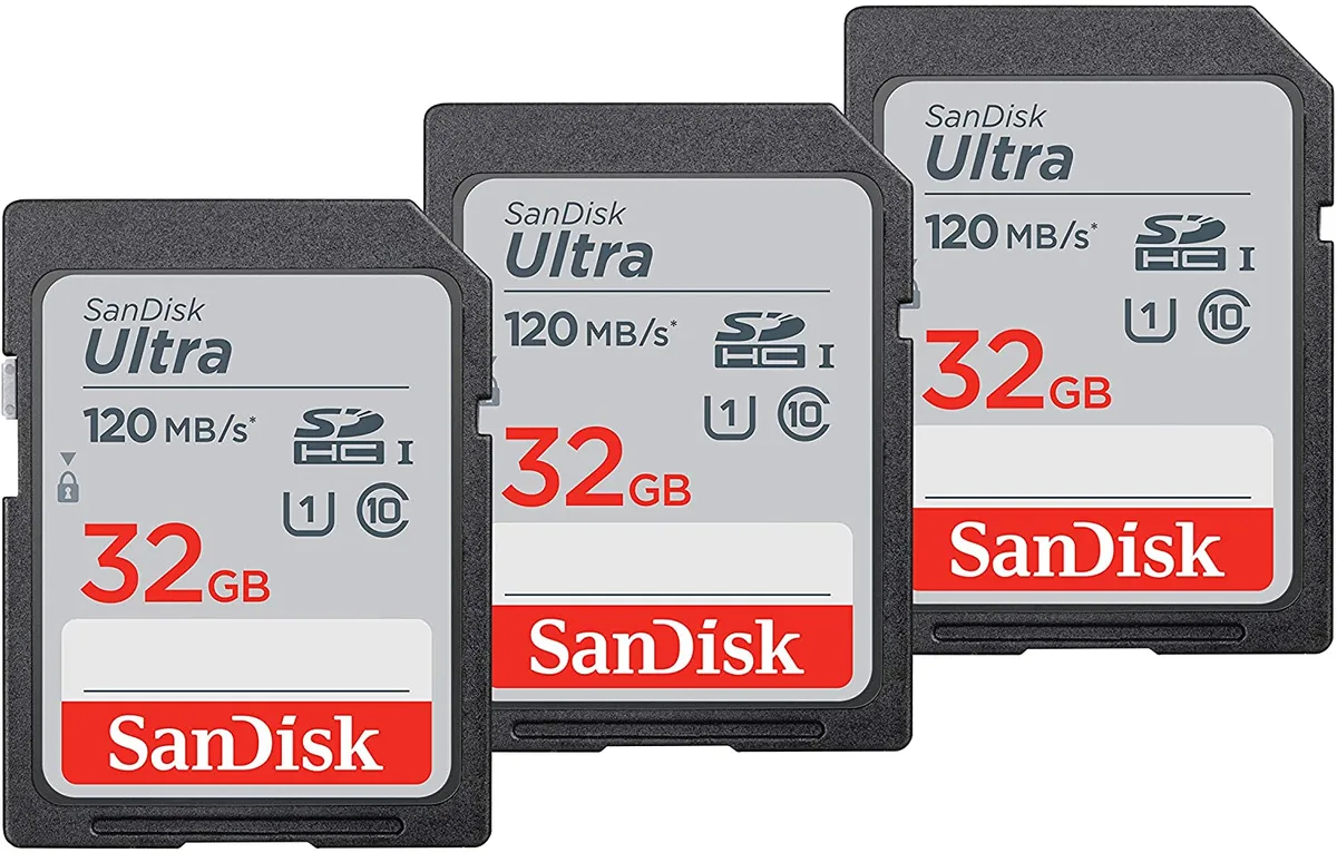 SanDisk SanDisk 32GB Ultra SDHC UHS-I Class 10 120MB/s memory card 3 Pack — product photo
