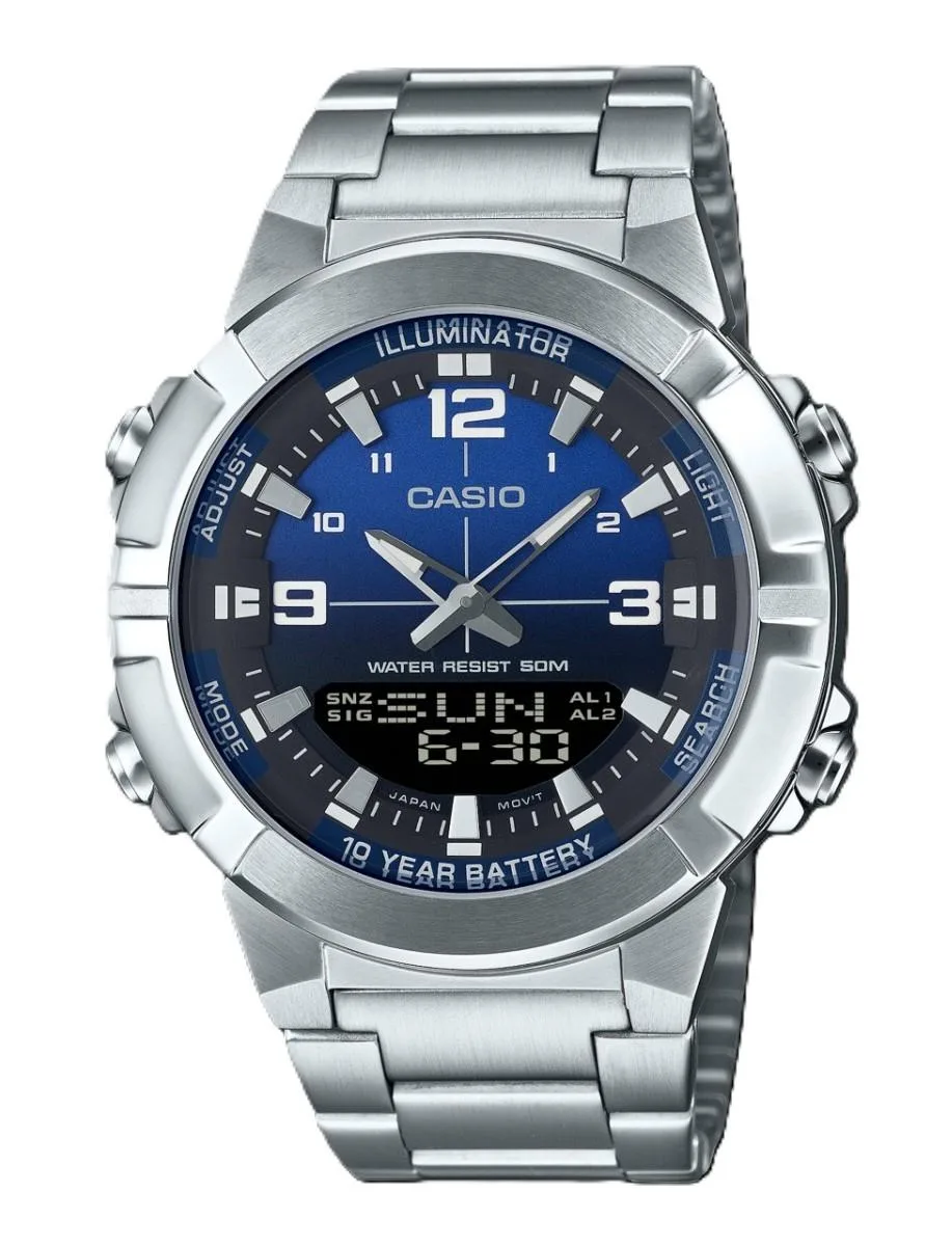CASIO CASIO AMW-870DA-2A1V analog digital blue dial quartz watch 44.00 mm 50m — product photo
