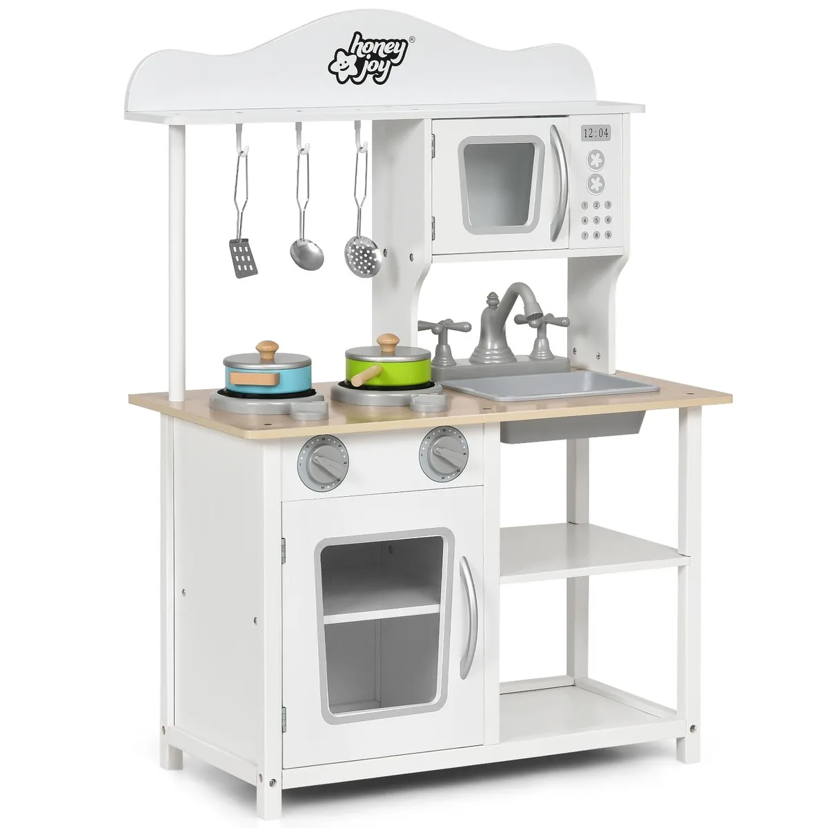 SlickBlue SlickBlue Wooden Pretend Play Kitchen Set White 23.5 x 12 x 32.5 in — product photo