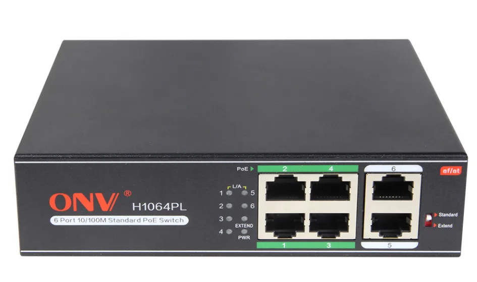 Optical Network Video Technologies Optical Network Video Technologies ONV-H1064PL 6-port 10/100M PoE network switch 4×30W 60W total — product photo