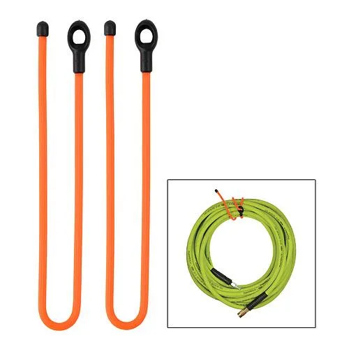 Two orange 24-inch rubber-coated twist ties with integrated loops