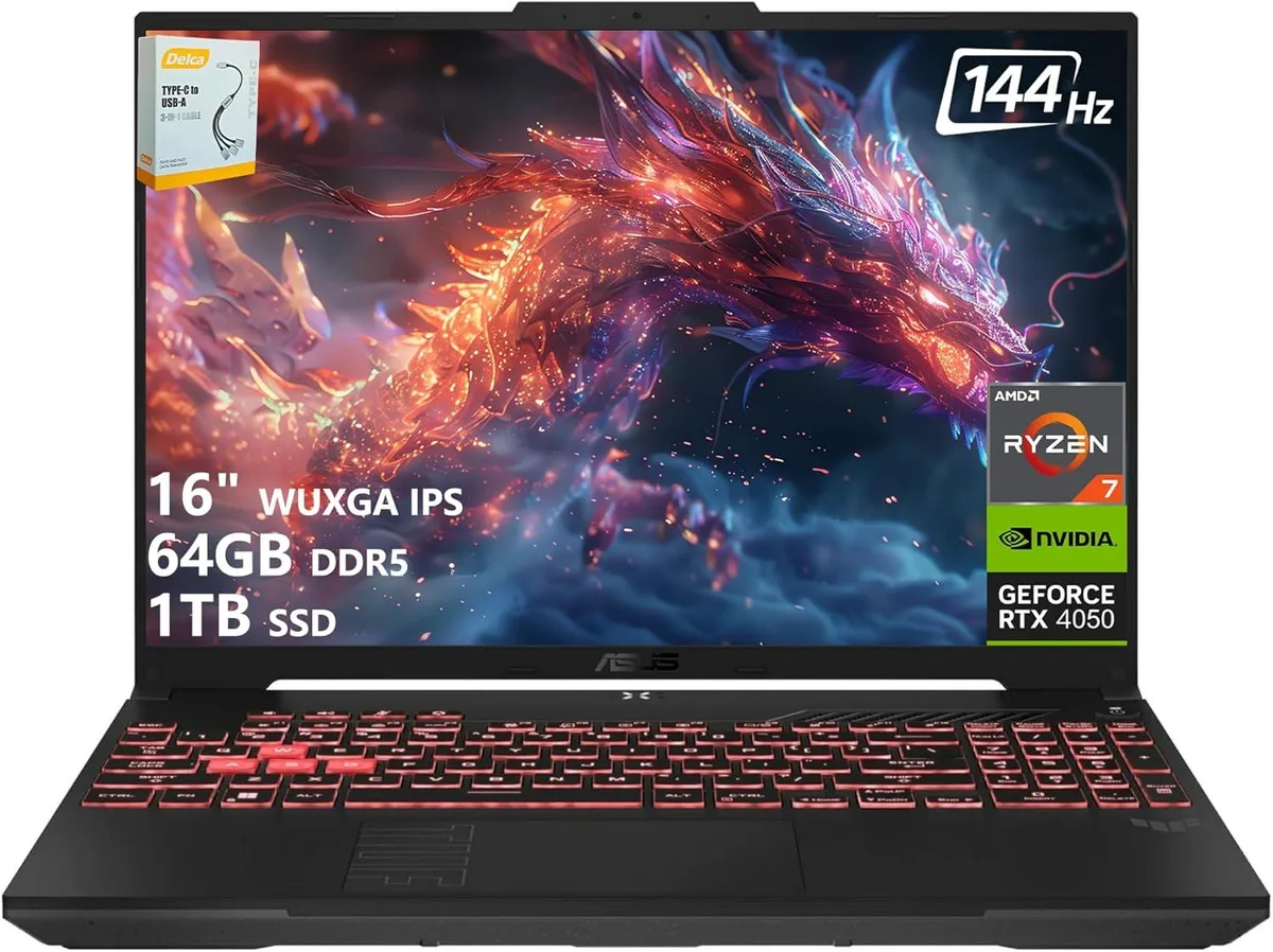 ASUS ASUS TUF A16 Raider 16.0 144Hz 4050 32GB 1TB Black gaming laptop — product photo