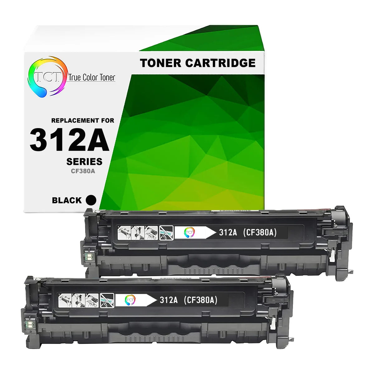 True Color Toner True Color Toner 312A Black Toner Cartridge 2 Pack CF380A 2400 Pages — product photo