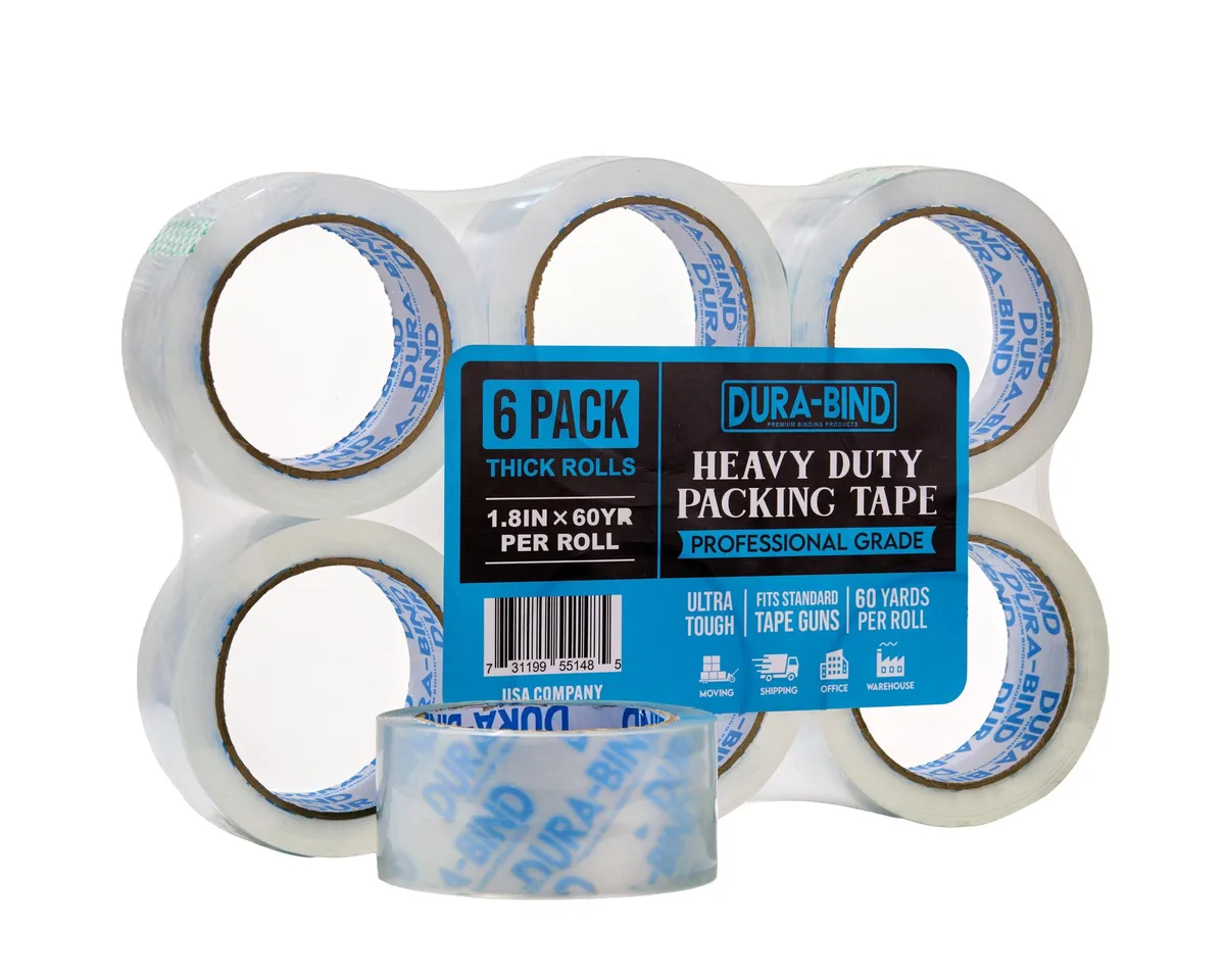 Six clear packing tape rolls 60 yards by 2 inches