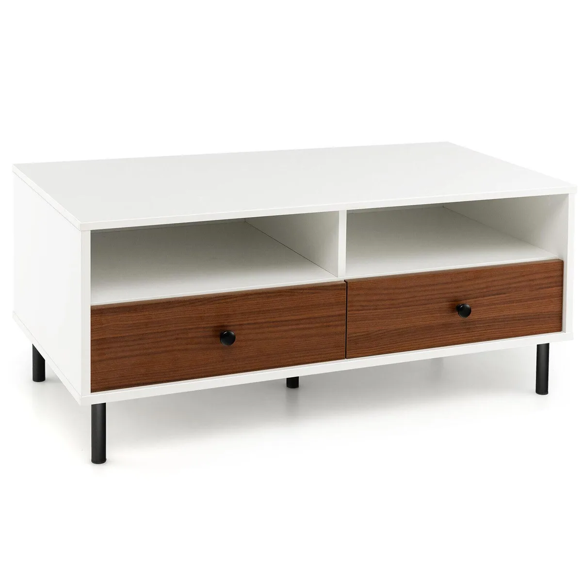 SlickBlue SlickBlue 40" White Coffee Table with 2 Drawers &amp; Shelf — product photo