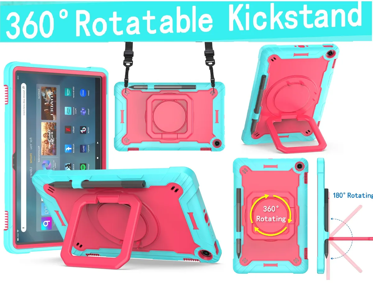 anicestore anicestore 11 inch Tablet Case 360 Rotating Stand Teal/Pink — product photo