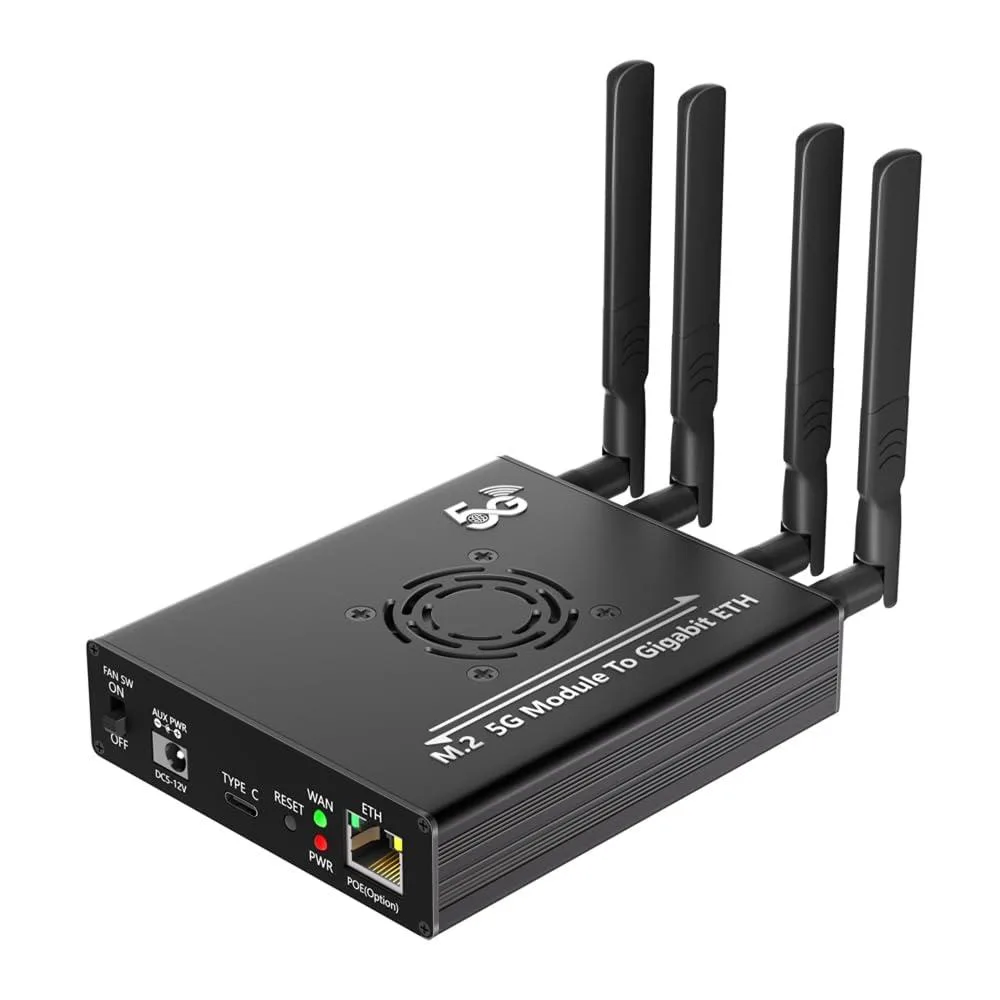 Fervit Fervit NGFF M.2 4G/5G to USB-C Adapter Dual SIM RJ45 PoE RTL8125BG Black — product photo
