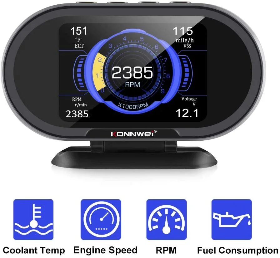 Jansicotek Jansicotek KW206 OBD2 HUD 3.5in 34 parameters 0-100km test — product photo