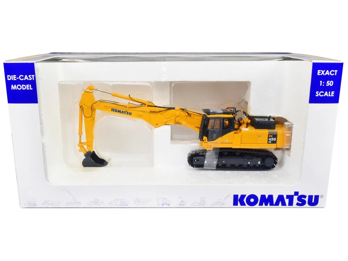 UNIVERSAL HOBBIES UNIVERSAL HOBBIES Komatsu PC450LC Excavator Short Boom Yellow 1/50 Diecast — product photo