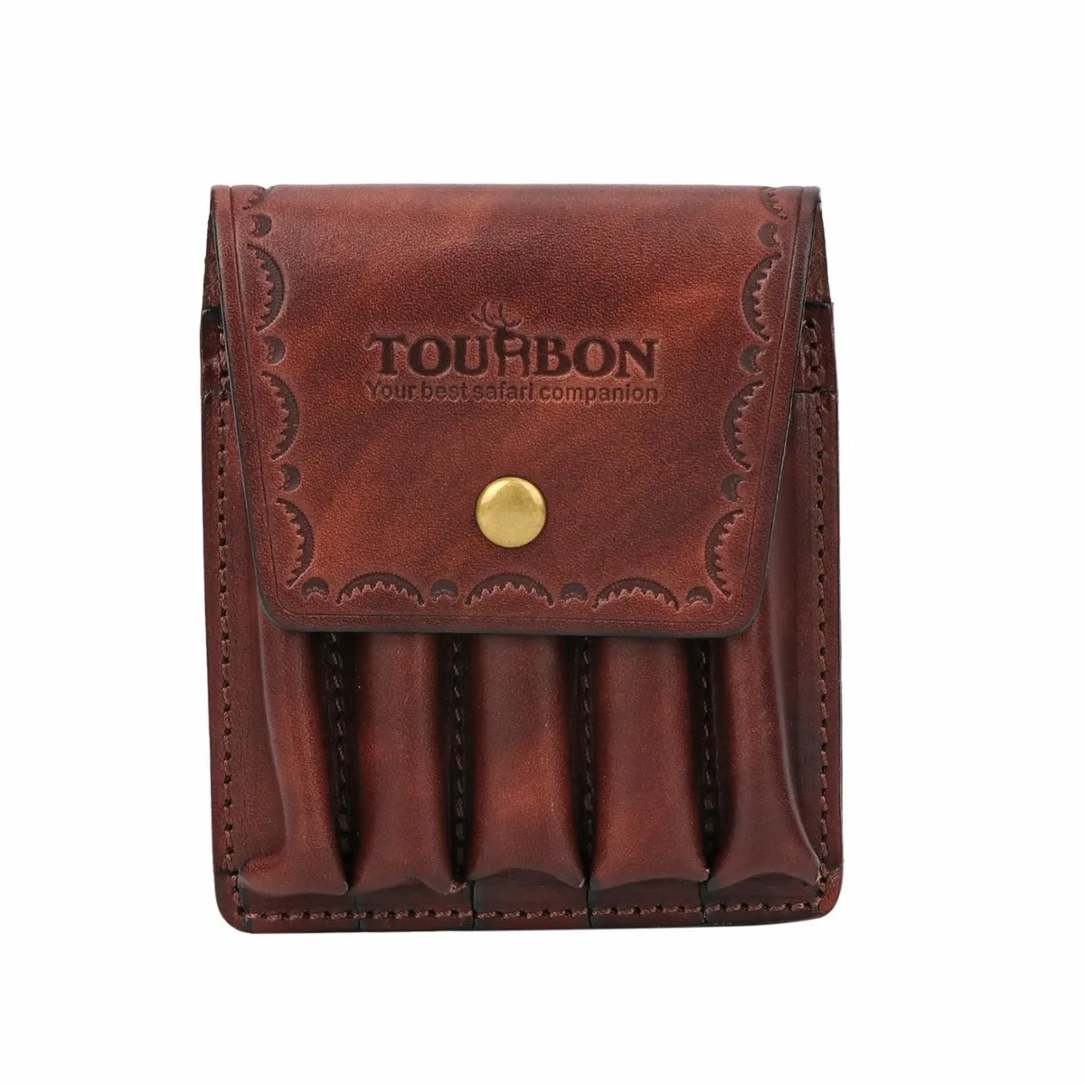 TOURBON Rifle Shell Holder HA196LE-BN Vintage Brown 5 Round Ammo Wallet — product photo