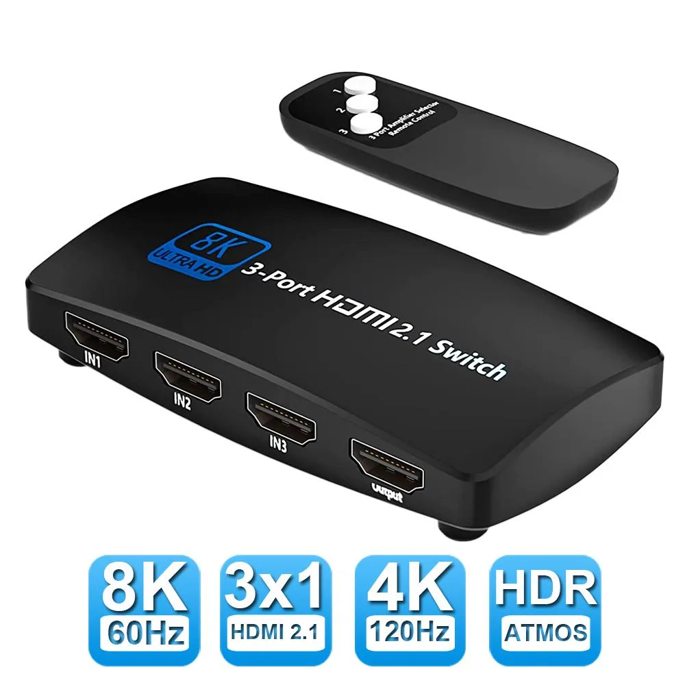 LUOM LUOM OZ8Q3 3×1 HDMI 2.1 Video Switch 8K@60Hz 48Gbps Black — product photo