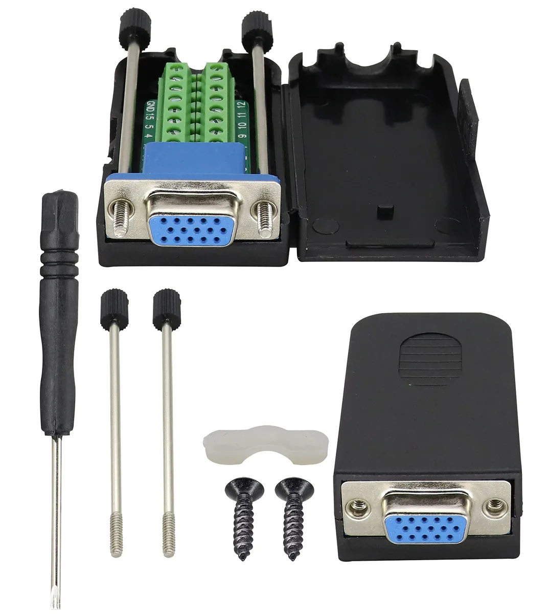 BUCIER BUCIER VGA DB15 Female to 16-Way Screw Terminal 2-Pack — product photo