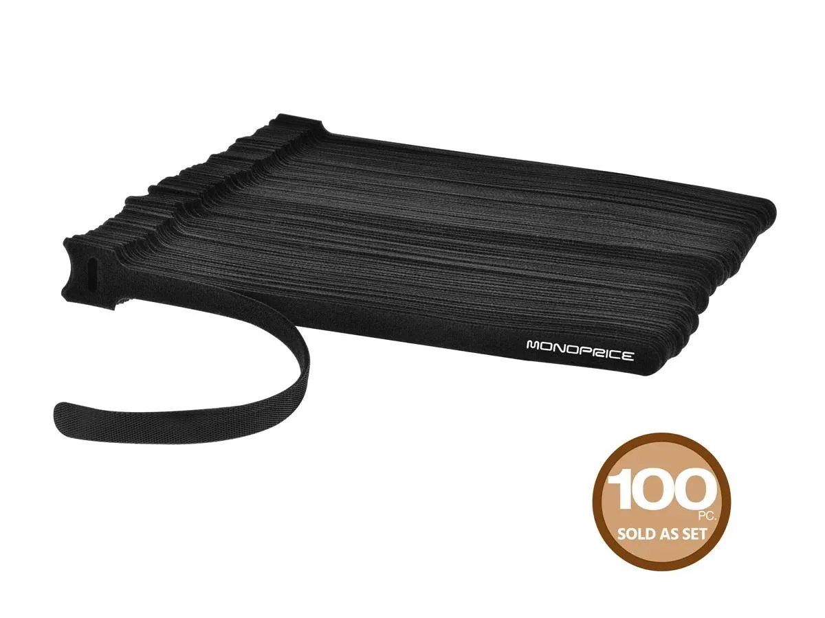 Monoprice Inc. Monoprice 106483 Hook and Loop Cable Ties 9in 100 pack Black — product photo