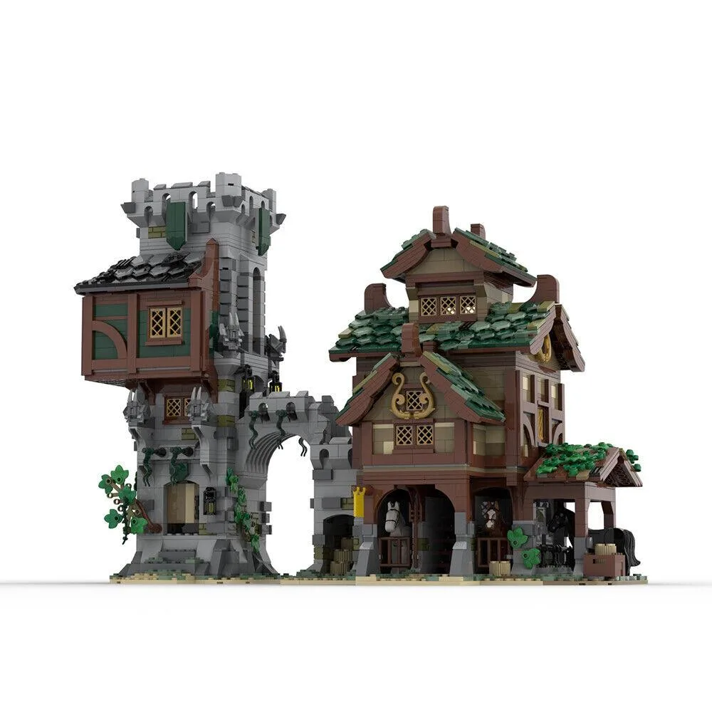 ZITIANYOUBUILD ZITIANYOUBUILD MOC-83831+MOC-80710 Medieval Stable &amp; Guard Tower 2888 Parts Educational Building Set — product photo