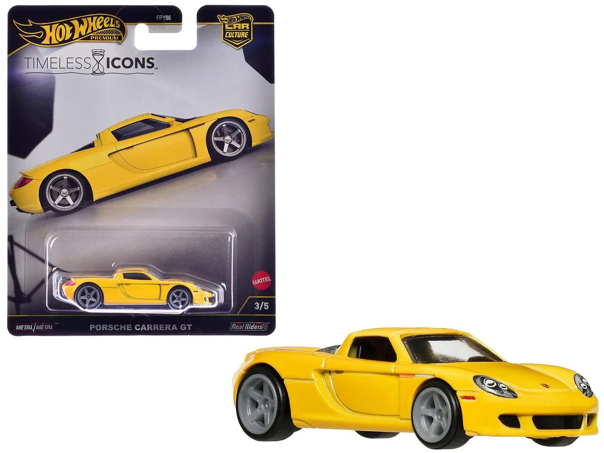 Hot Wheels Hot Wheels Porsche Carrera GT Yellow Timeless Icons Diecast Car 2.75 inches — product photo