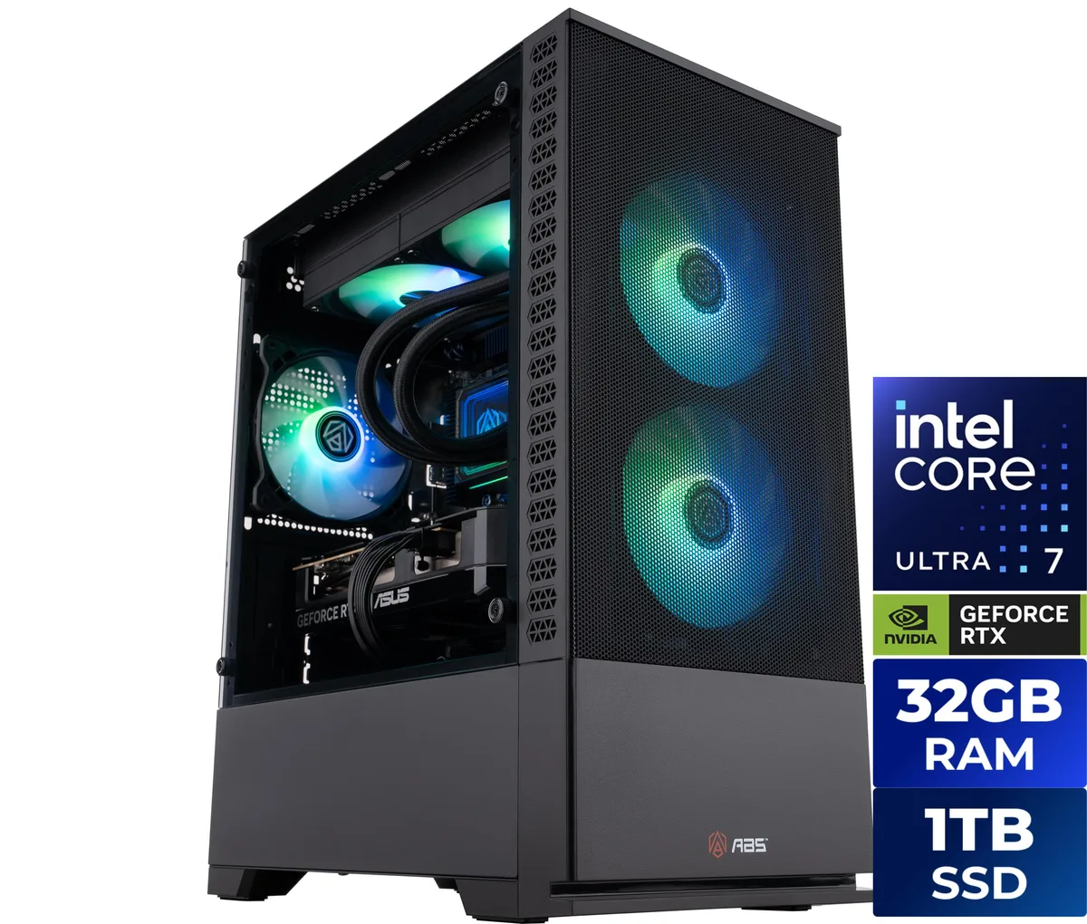 ABS ABS CA270K5060Ti Gaming PC Intel Core Ultra 7 270K Plus RTX 5060 Ti 16GB 32GB DDR5 1TB NVMe — product photo