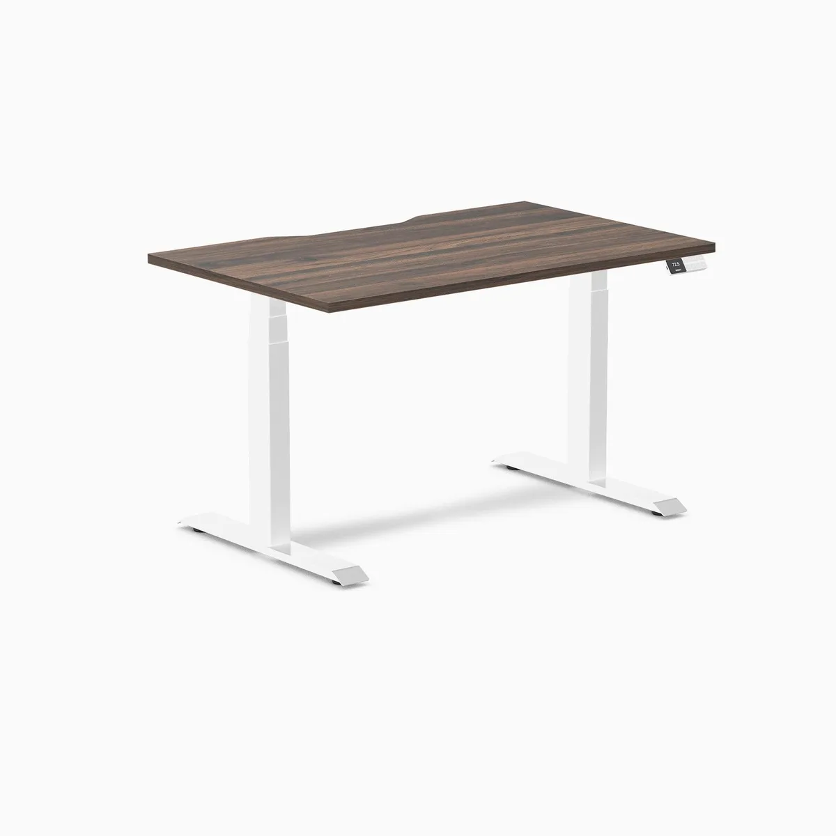 Desky Desky Dual Scalloped Sit-Stand Desk Jarrah Legno White 47.2 x 29.5 in — product photo