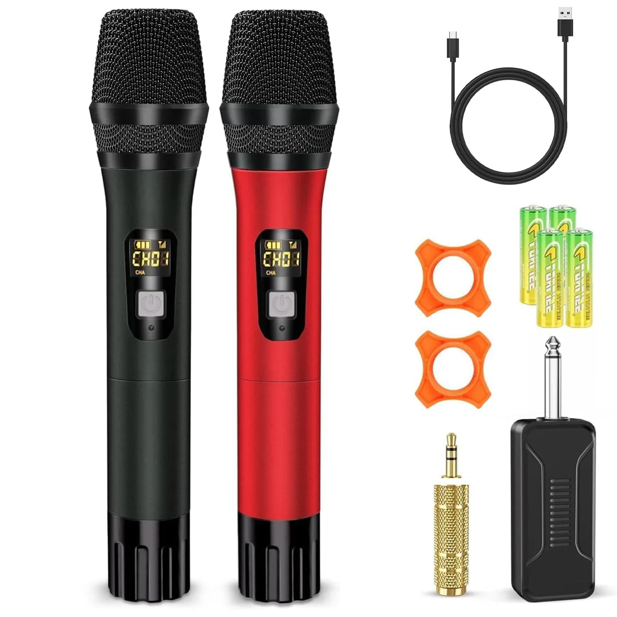 KEHIPI KEHIPI K206 Wireless Microphone Red Gray 160ft 4.5h 48kHz 95dB 70dB SNR — product photo