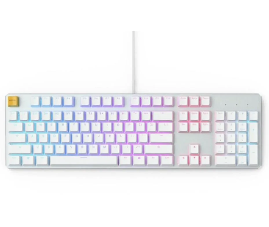 FOCUSTEC FOCUSTEC Gaming Keyboard Full Size 104 Key RGB Brown Switches Hot Swap White — product photo
