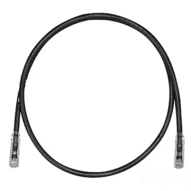 Black Cat 6 patch cable with clear strain-relief boots on both ends, ten feet long