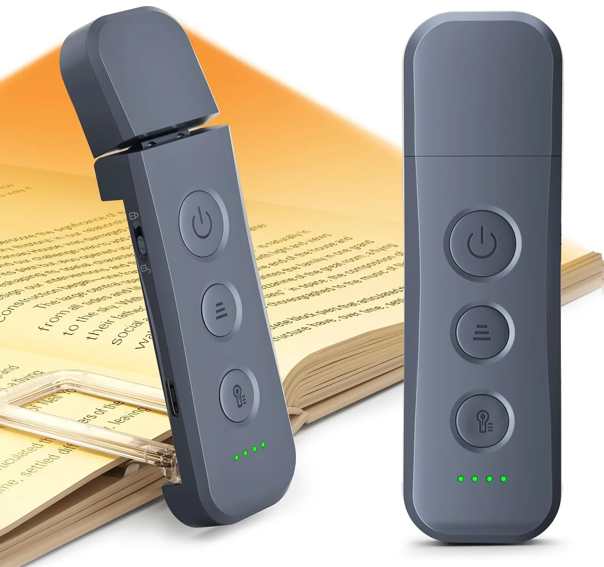 Glocusent 12 LED Book Light 5 Colors 5 Brightness USB-C 200H Travel Lock — product photo